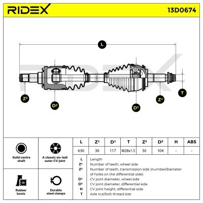 Antriebswelle RIDEX 13D0674 13D0674 - foto 7