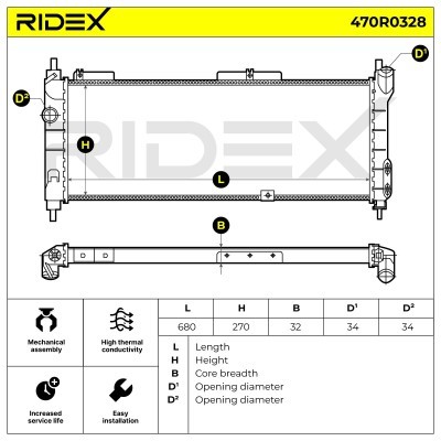 Kühler, Motorkühlung RIDEX 470R0328 470R0328 - foto 7