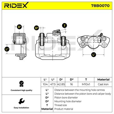 Bremssattel RIDEX 78B0070 78B0070 - foto 4