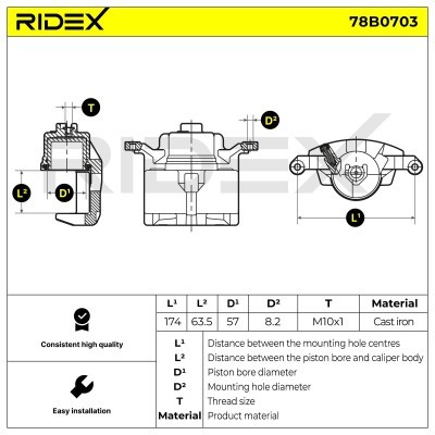 Bremssattel RIDEX 78B0703 78B0703 - foto 7