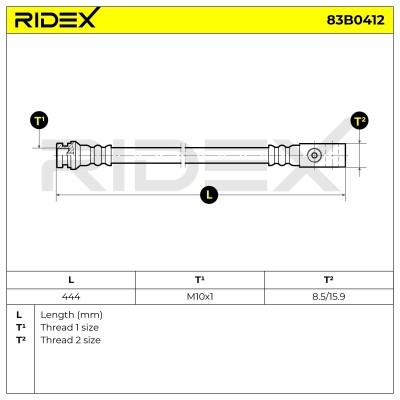 Bremsschlauch RIDEX 83B0412 83B0412 - foto 6