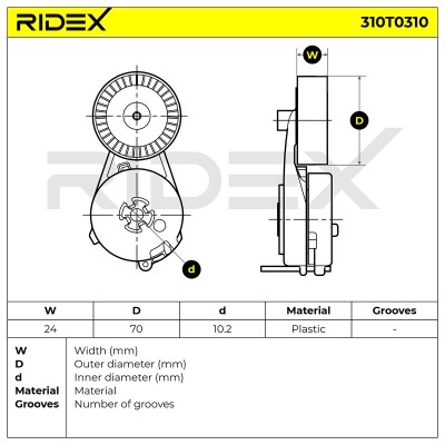 Spannarm Keilrippenriemen RIDEX 310T0310 310T0310 - foto 5