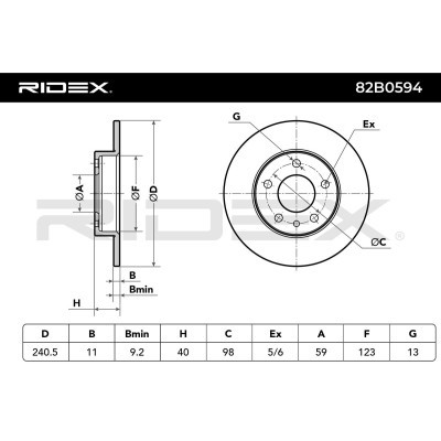 Bremsscheibe RIDEX 82B0594 82B0594 - foto 7