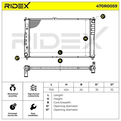 Kühler, Motorkühlung RIDEX 470R0059 470R0059 - foto 3