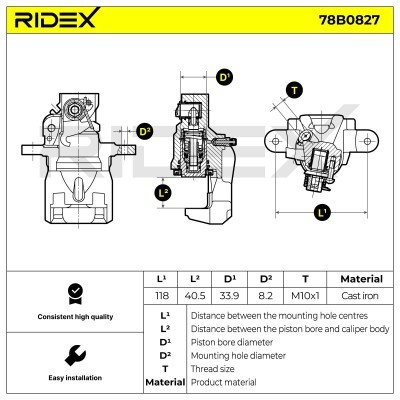 Bremssattel RIDEX 78B0827 78B0827 - foto 7