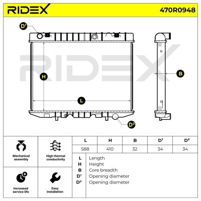 Kühler, Motorkühlung RIDEX 470R0948 470R0948 - foto 8
