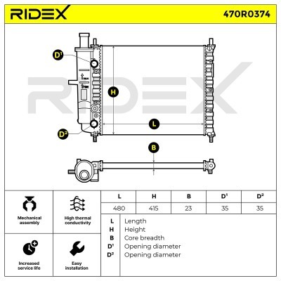 Kühler, Motorkühlung RIDEX 470R0374 470R0374 - foto 8