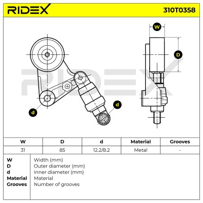 Spannarm Keilrippenriemen RIDEX 310T0358 310T0358 - foto 6