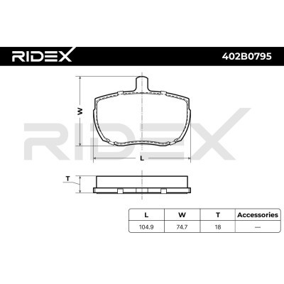 Bremsbeläge Satz RIDEX 402B0795 402B0795 - foto 8
