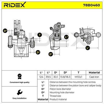 Bremssattel RIDEX 78B0460 78B0460 - foto 6