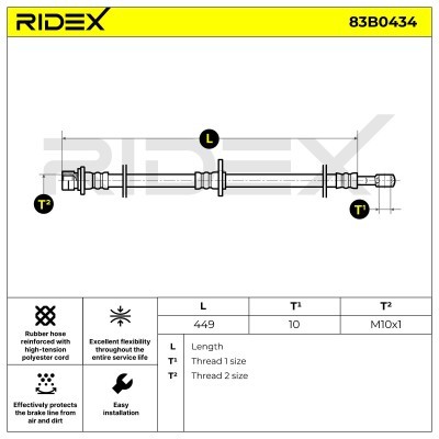 Bremsschlauch RIDEX 83B0434 83B0434 - foto 7