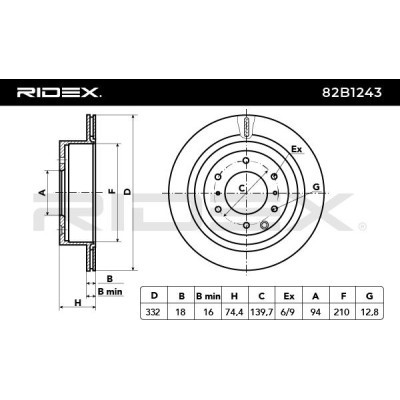 Bremsscheibe RIDEX 82B1243 82B1243 - foto 6