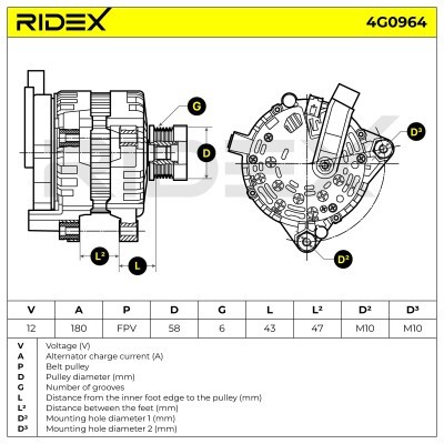 Generator RIDEX 4G0964 4G0964 - foto 5