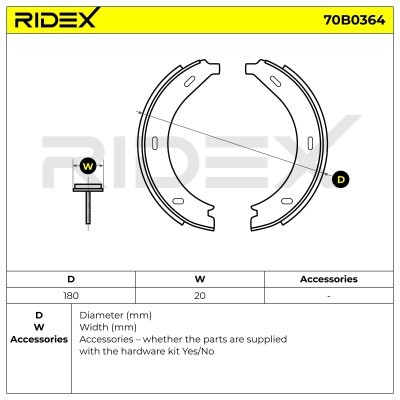 Bremsbeläge Satz RIDEX 70B0364 70B0364 - foto 6