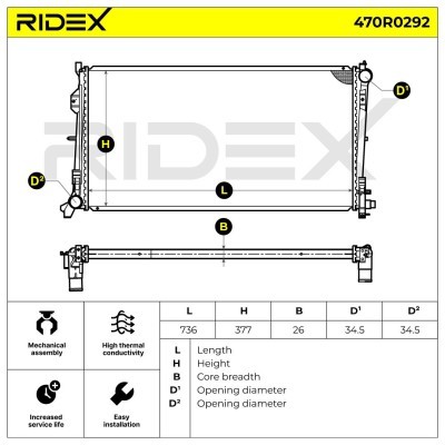 Kühler, Motorkühlung RIDEX 470R0292 470R0292 - foto 5