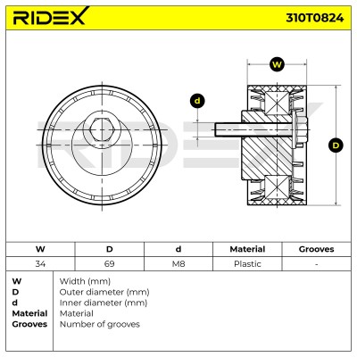 Spannarm Keilrippenriemen RIDEX 310T0824 310T0824 - foto 6