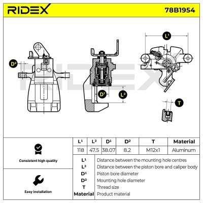 Bremssattel RIDEX 78B1954 78B1954 - foto 3