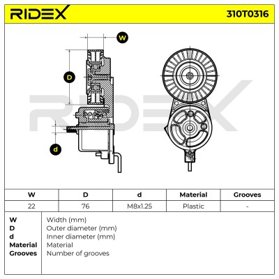 Spannarm Keilrippenriemen RIDEX 310T0316 310T0316 - foto 5