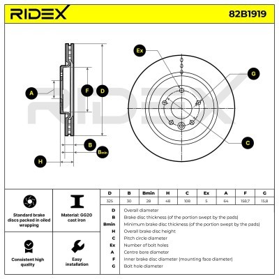 Bremsscheibe RIDEX 82B1919 82B1919 - foto 7
