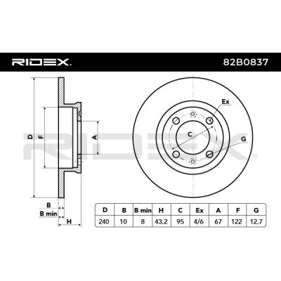 Bremsscheibe RIDEX 82B0837 82B0837 - foto 3