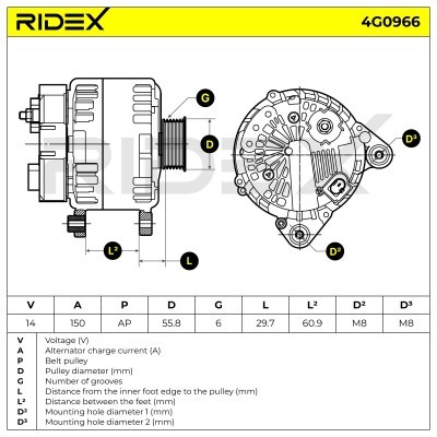 Generator RIDEX 4G0966 4G0966 - foto 5