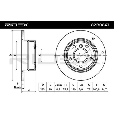 Bremsscheibe RIDEX 82B0841 82B0841 - foto 4