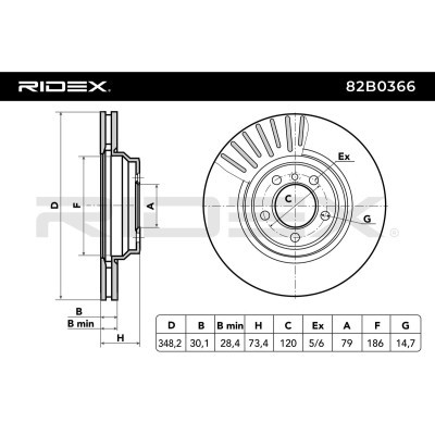 Bremsscheibe RIDEX 82B0366 82B0366 - foto 3