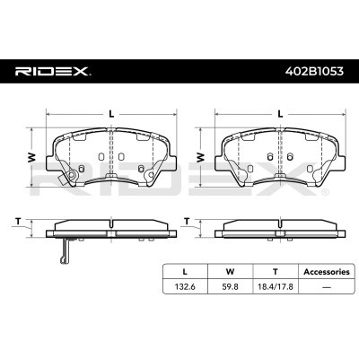 Bremsbeläge Satz RIDEX 402B1053 402B1053 - foto 3