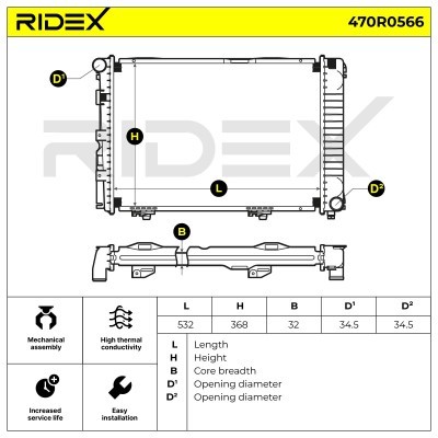 Kühler, Motorkühlung RIDEX 470R0566 470R0566 - foto 5