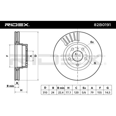 Bremsscheibe RIDEX 82B0191 82B0191 - foto 8