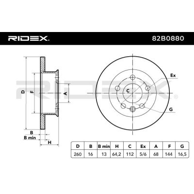 Bremsscheibe RIDEX 82B0880 82B0880 - foto 3