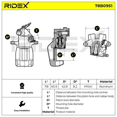 Bremssattel RIDEX 78B0951 78B0951 - foto 5