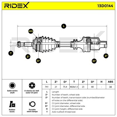 Antriebswelle RIDEX 13D0144 13D0144 - foto 7