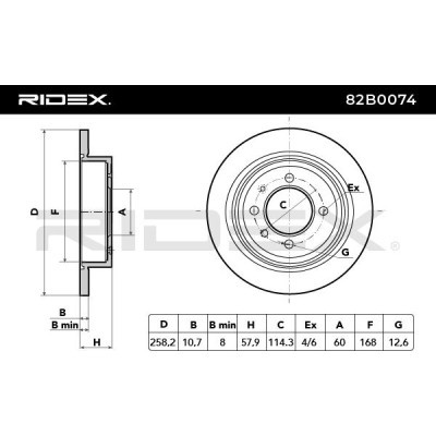 Bremsscheibe RIDEX 82B0074 82B0074 - foto 3