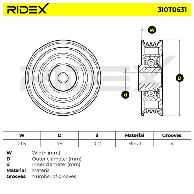 Spannarm Keilrippenriemen RIDEX 310T0631 310T0631 - foto 6