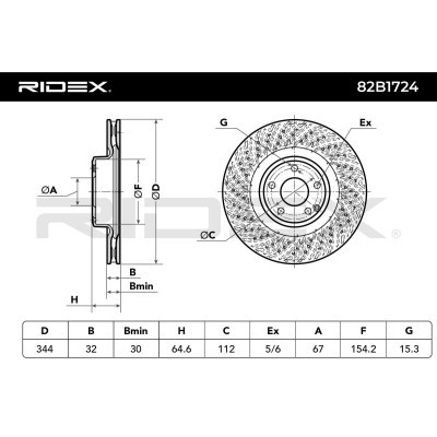 Bremsscheibe RIDEX 82B1724 82B1724 - foto 7