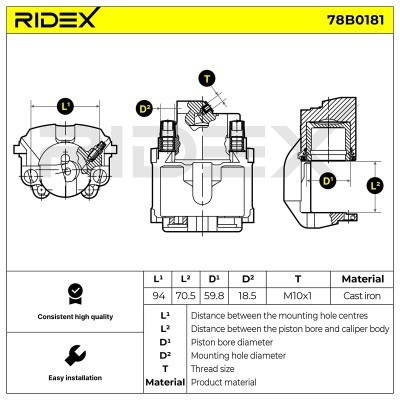 Bremssattel RIDEX 78B0181 78B0181 - foto 5