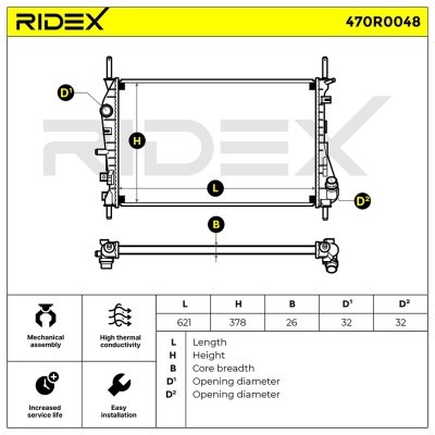 Kühler, Motorkühlung RIDEX 470R0048 470R0048 - foto 9