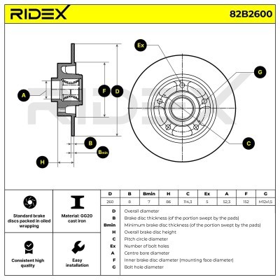 Bremsscheibe RIDEX 82B2600 82B2600 - foto 5