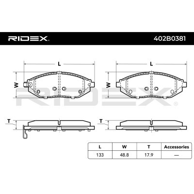 Bremsbeläge Satz RIDEX 402B0381 402B0381 - foto 3