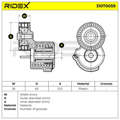 Spannarm Keilrippenriemen RIDEX 310T0059 310T0059 - foto 5