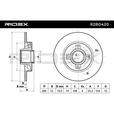 Bremsscheibe RIDEX 82B0420 82B0420 - foto 4