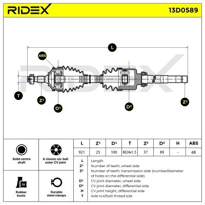Antriebswelle RIDEX 13D0589 13D0589 - foto 7