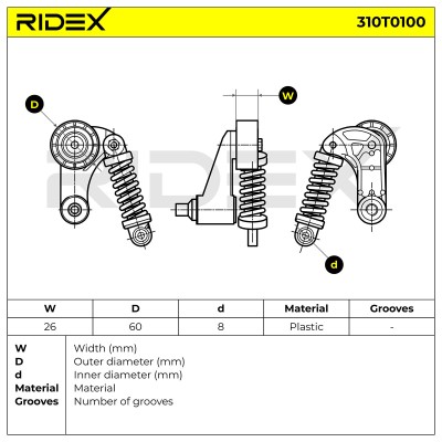 Spannarm Keilrippenriemen RIDEX 310T0100 310T0100 - foto 6