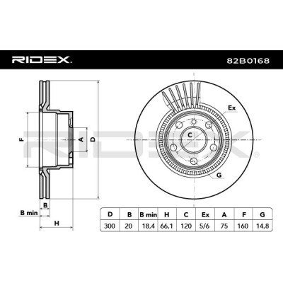 Bremsscheibe RIDEX 82B0168 82B0168 - foto 5
