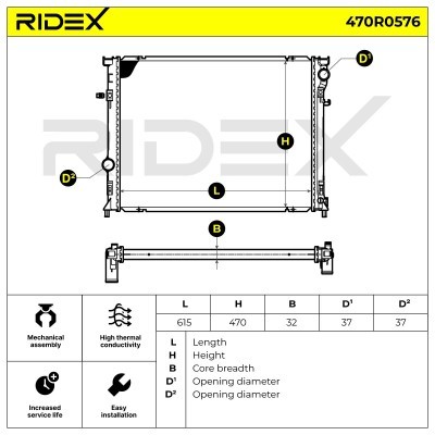 Kühler, Motorkühlung RIDEX 470R0576 470R0576 - foto 6