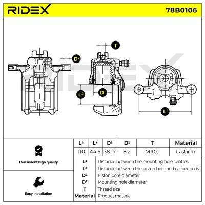 Bremssattel RIDEX 78B0106 78B0106 - foto 6