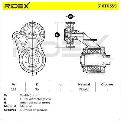 Spannarm Keilrippenriemen RIDEX 310T0355 310T0355 - foto 6