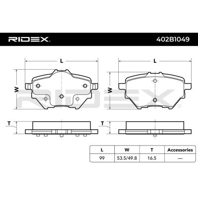 Bremsbeläge Satz RIDEX 402B1049 402B1049 - foto 8