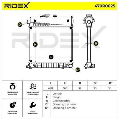 Kühler, Motorkühlung RIDEX 470R0025 470R0025 - foto 5